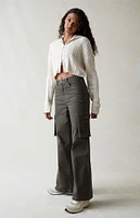 Green High Waisted Wide Leg Cargo Pants