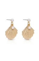 Ettika Scallop Shell & Pearl Earrings