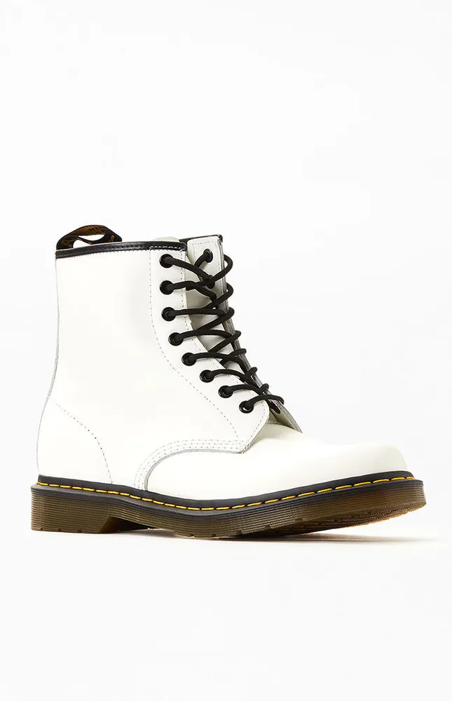 White 1460 Mono Smooth Leather Lace Up Boots