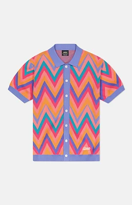 WeSC America Inc Lavender Zigzag Short Sleeve Polo Cardigan