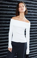 John Galt White Peggy Off-The-Shoulder Long Sleeve Top