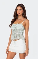 Edikted Addy Tie Front Sheer Chiffon Top