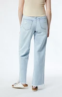 CIRCUS NY Light Indigo Ripped High Waisted Wide Leg Jeans