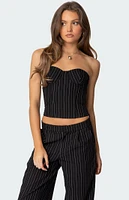 Edikted Aliza Strapless Pinstripe Corset