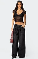 Edikted Pleated Detail Low Rise Jeans