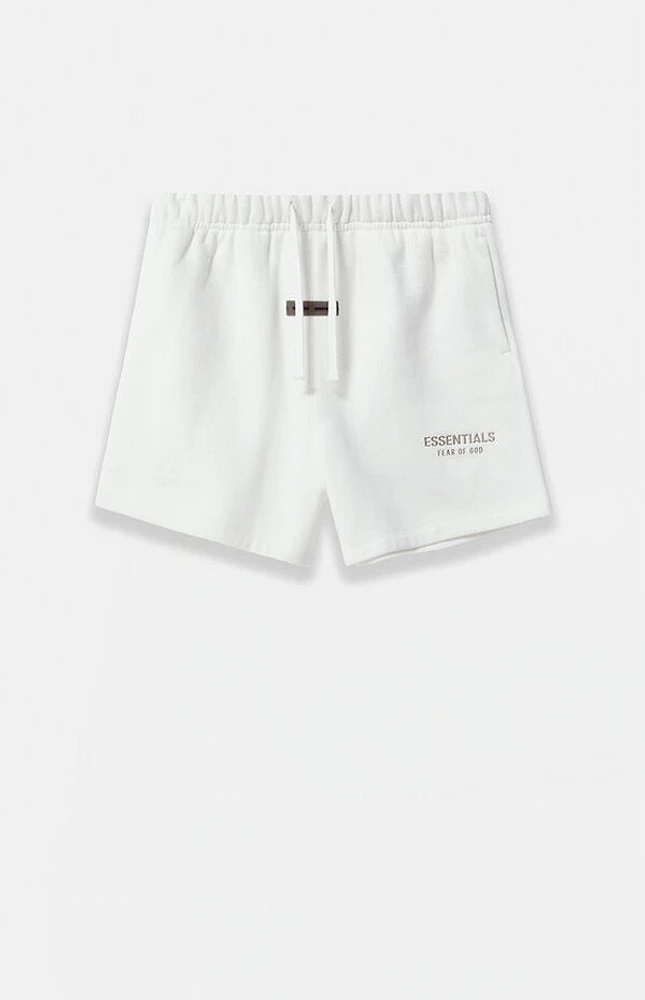 Fear of God Essentials Kids Cloud White Fleece Soccer Sweat Shorts