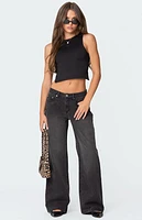 Edikted 1980 Leopard Patch Low Rise Jeans