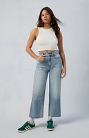 PacSun Eco Medium Indigo Ripped Nora Cropped Wide Leg Jeans