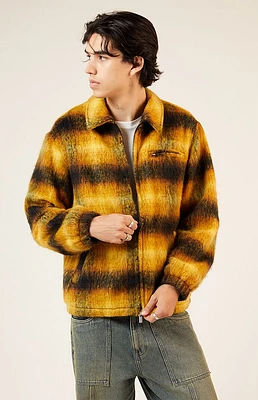PacSun Yellow Brushed Plaid Jacket
