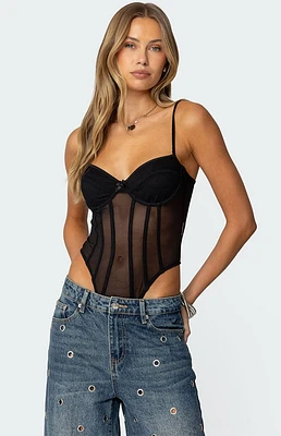 Edikted Jenia Sheer Mesh Cupped Bodysuit