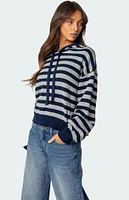 Edikted Striped Hooded Knit Sweater