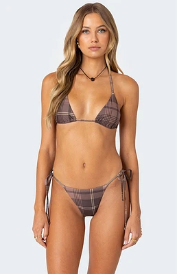 Edikted Wilhelmina Plaid Triangle Bikini Top