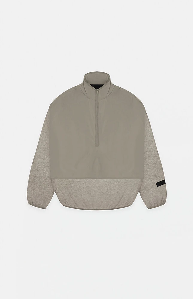 Kids Fear of God Essentials Dust Heather Grey Nylon Fleece Mock Neck Sweatshirt