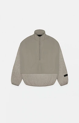 Kids Fear of God Essentials Dust Heather Grey Nylon Fleece Mock Neck Sweatshirt