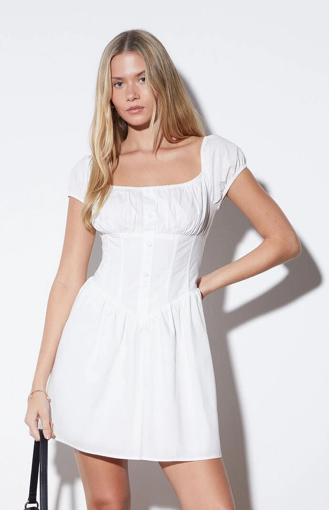 LA Hearts Off-The-Shoulder Button Mini Dress