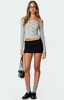 Edikted Ryna Bows and Dots Off Shoulder Top