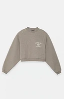 Fear of God Essentials Women's Heather Grey University Fleece Cropped Crew Neck Sweatshirt