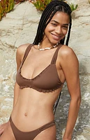 Amor y Besos Brown Solana Triangle Bikini Top