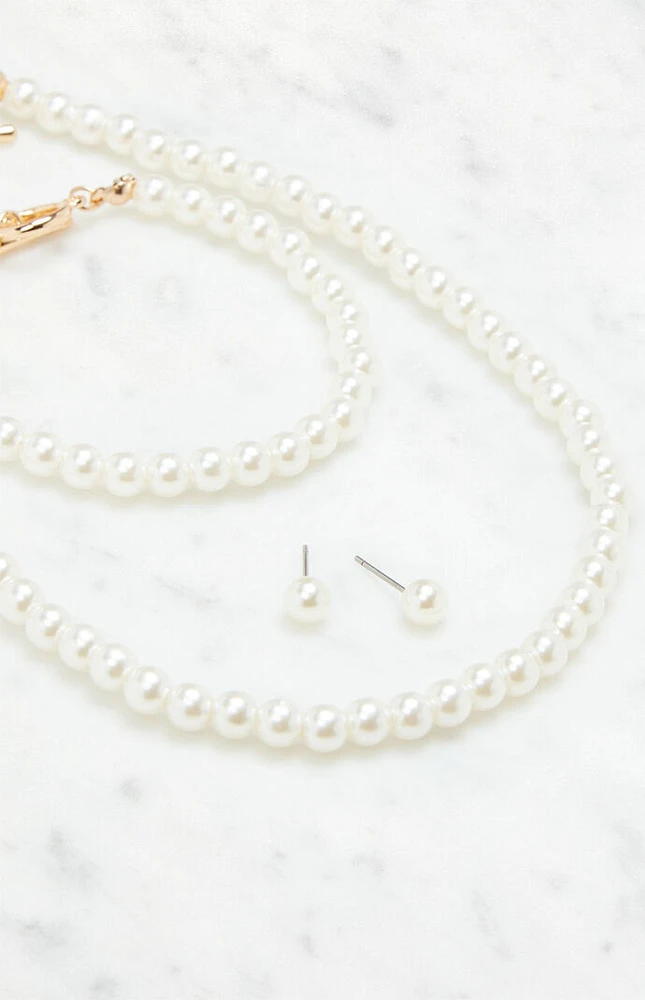3 Pack Pearl Earring & Necklace Bundle
