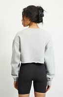 PAC 1980 Raw Hem Cropped Crew Neck Sweatshirt