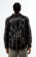 True Religion Plaid Big T Western Long Sleeve Shirt