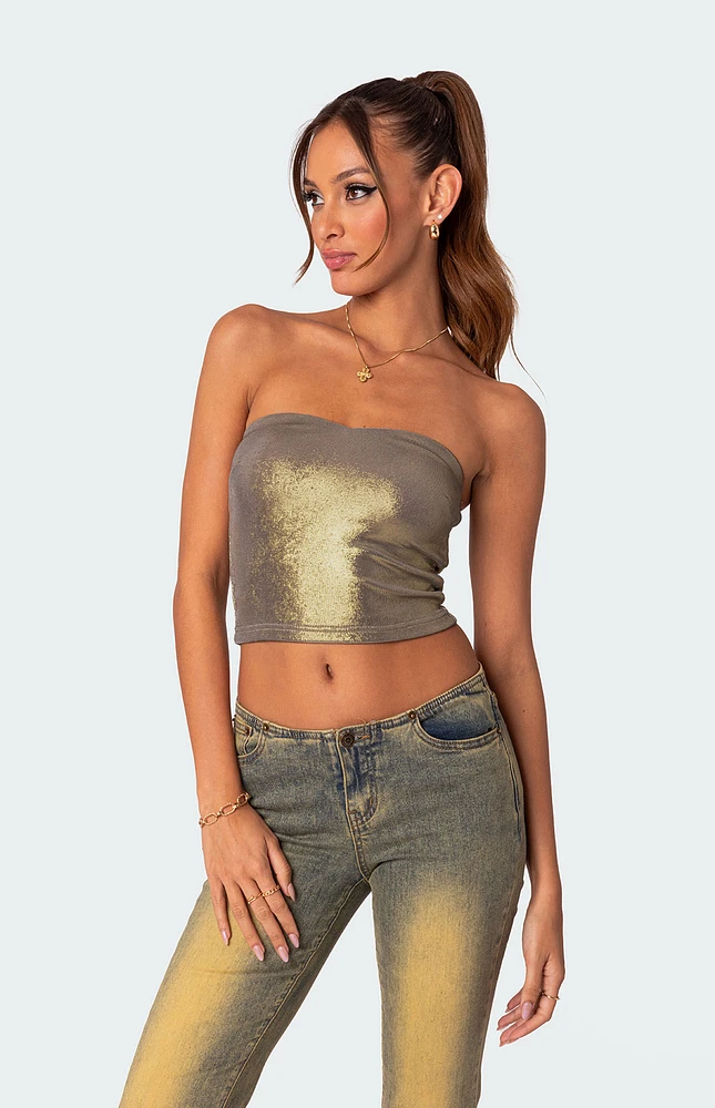 Edikted Spotlight Metallic Tube Top