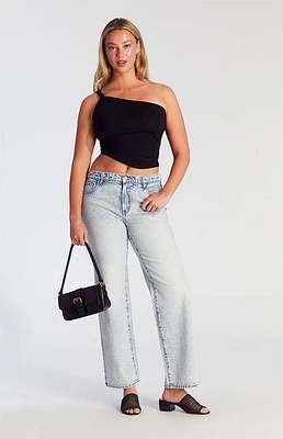 PacSun Jordyn Acid Low Rise Straight Leg Jeans Light Indigo