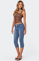 Edikted Jesse Low Rise Washed Capri Jeans