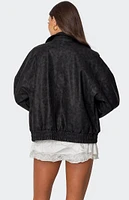 Edikted Cargo Faux Leather Bomber Jacket