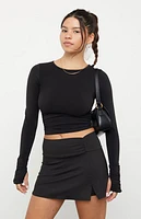 PAC 1980 Active Black Shirred Side Long Sleeve Top