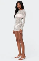 Edikted Sheer Textured Backless Mini Dress