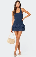 Edikted Scrunchy Ruffled Eyelet Mini Dress