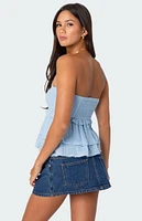 Edikted Linen Look Strapless Peplum Top