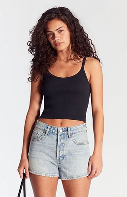 PacSun Light Indigo Button Fly High Waisted Denim Festival Shorts