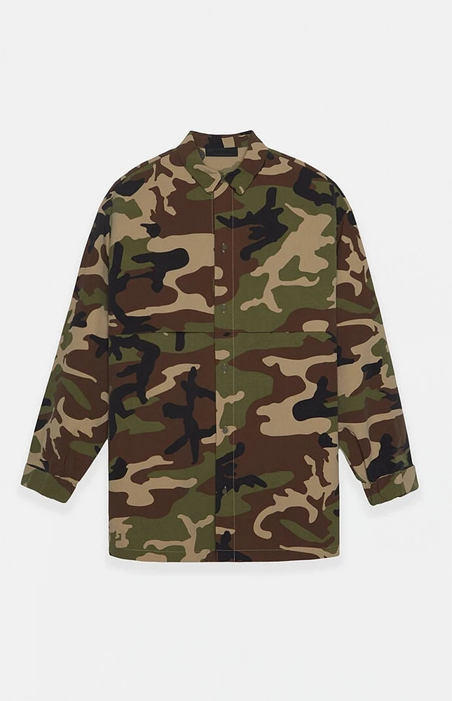 Fear of God Essentials Woodland Camo Military Nylon Overshirt Jacket