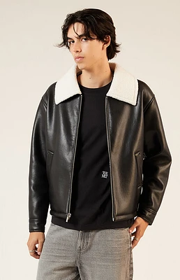 Pacsun Sherpa Collar Faux Leather Jacket