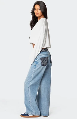 Edikted Bandana Bliss Low Rise Jeans