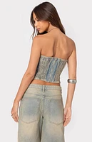 Edikted Shira Washed Denim Tube Top