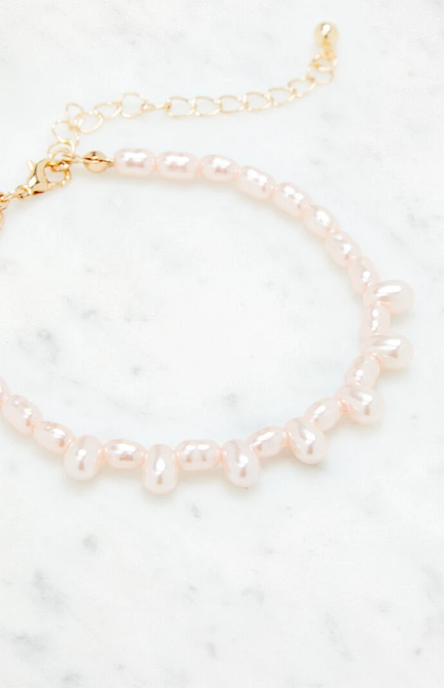 LA Hearts Pink Pearl Bracelet