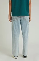 PacSun Light Indigo Dirt Splatter Baggy Jeans