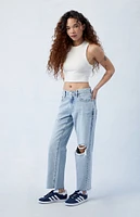 PacSun Stretch Light Indigo Ripped '90s Straight Leg Jeans