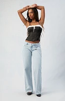 PacSun Eco Light Indigo Chain Low Rise Wide Leg Jeans