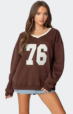 Edikted 76 Oversized V Neck Sweater