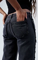 PacSun Black Frayed Wren Low Rise Wide Leg Jeans