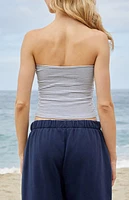 John Galt Blue & White Amelia Striped Cropped Tube Top