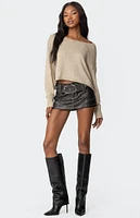 Edikted Washed Faux Leather Mini Skort