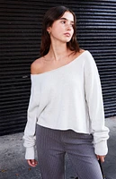 John Galt Gray Off-The-Shoulder Sweater