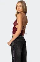 Edikted Strappy Ruched Mesh Top