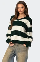 Edikted Oversized Striped Cable Knit Sweater