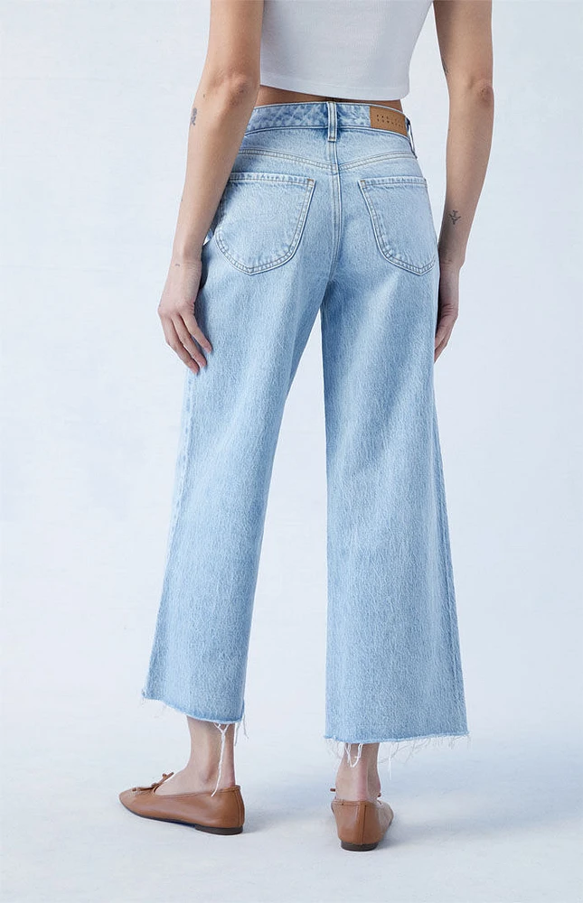 Eco Light Blue Cropped Wide Leg Jeans